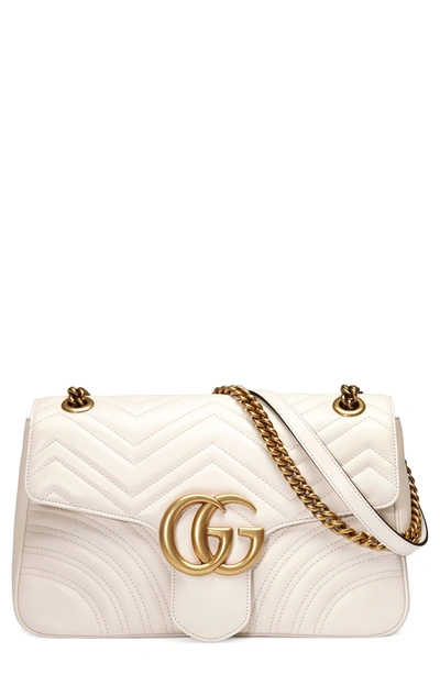 Shop Gucci Medium Matelasse Leather Shoulder Bag In Mystic White