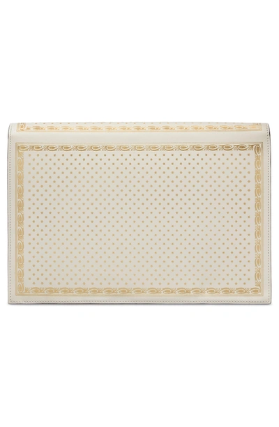 Shop Gucci Guccy Logo Moon & Stars Envelope Clutch - White In Mystic White/ Oro