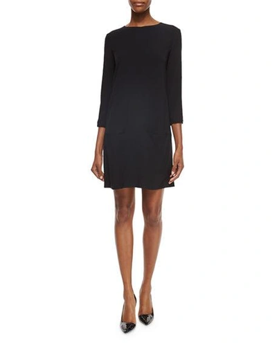 Shop The Row Marina 3/4-sleeve Dress With Pockets In Black