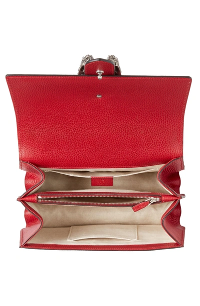 Shop Gucci Medium Dionysus Leather Top Handle Satchel - Red In Red/ Brb/ Black Diamond