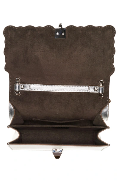 Shop Fendi Small Kan I Metallic Leather Shoulder Bag In Silver