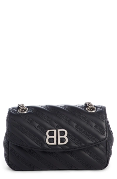 Shop Balenciaga Small Matelasse Leather Shoulder Bag - Black In Noir