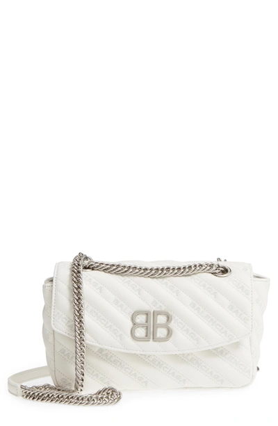 Shop Balenciaga Small Matelasse Leather Shoulder Bag - White In Blanc Neige