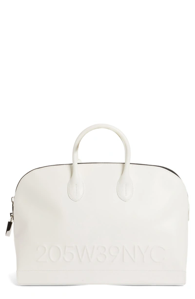 Shop Calvin Klein 205w39nyc Logo Embossed Calfskin Tote - White