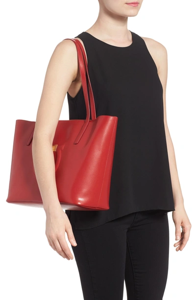 Shop Ferragamo City Quilted Gancio Leather Tote - Red In Lipstick