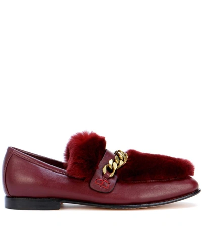 Shop Boyy Loafur Fur-trimmed Leather Loafers In Red