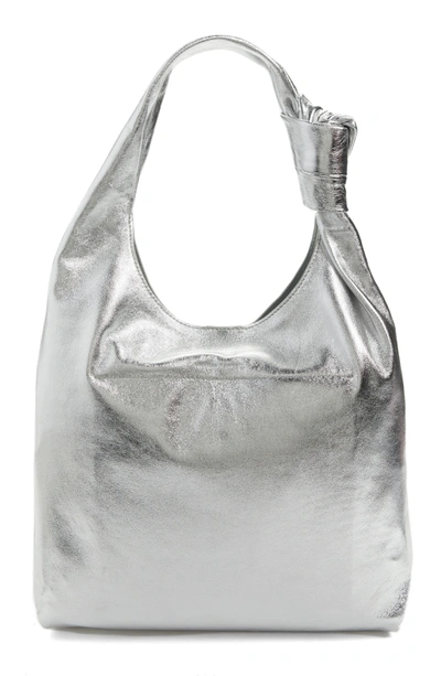 Shop Loeffler Randall Knot Leather Tote - Metallic In Silver