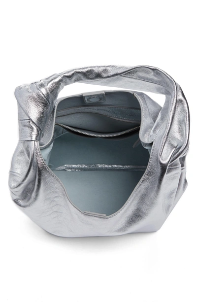 Shop Loeffler Randall Knot Leather Tote - Metallic In Silver