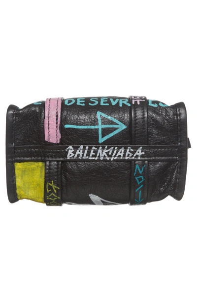 Shop Balenciaga Extra Small Bazar Graffiti Lambskin Shopper In Noir/ Multi Color