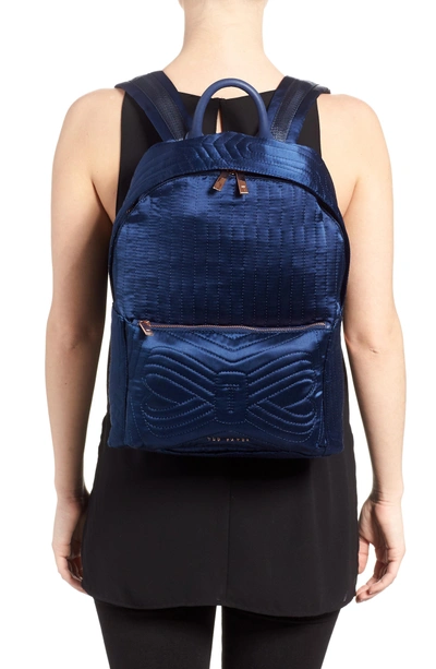 Shop Ted Baker Akija Quilted Bow Backpack - Blue In Navy