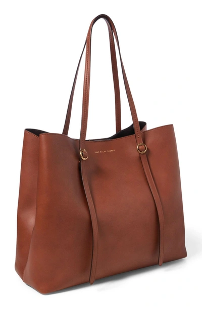 Shop Polo Ralph Lauren Lennox Leather Tote - Brown In Saddle
