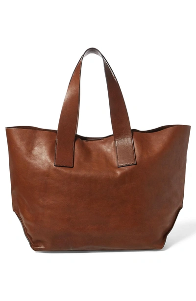 Shop Polo Ralph Lauren Leather Market Tote - Brown In Cuoio