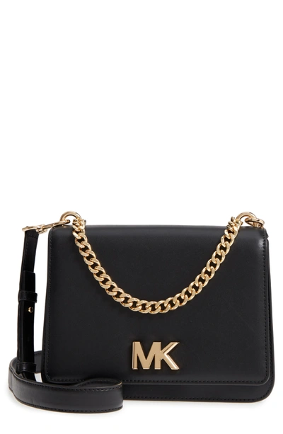 Shop Michael Kors Large Mott Chain Swag Leather Shoulder Bag - Black