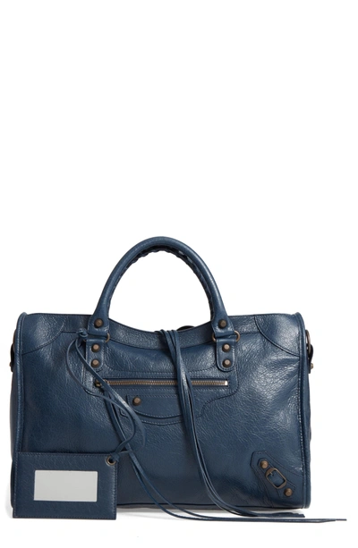 Shop Balenciaga Classic City Leather Tote - Blue In 4065- Blue De Minuit