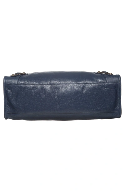 Shop Balenciaga Classic City Leather Tote - Blue In 4065- Blue De Minuit