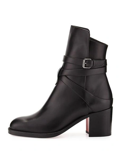 Shop Christian Louboutin Karistrap Leather 70mm Red Sole Ankle Boot In Black