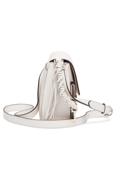 Shop Ferragamo Gancio Lock Leather Crossbody Bag - White In Jasmine Flower