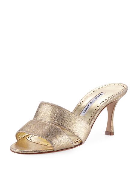 manolo blahnik gold flats