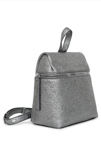 Shop Kara Small Crinkled Metallic Leather Backpack - Metallic In Pyrite