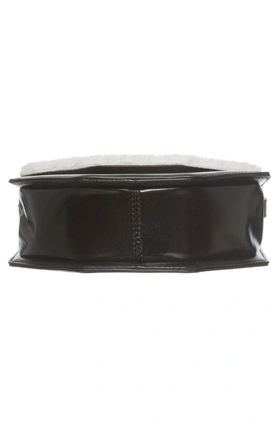 Shop M2malletier Amor Fati Leather & Genuine Shearling Shoulder Bag - Black In Black/ White/ Silver