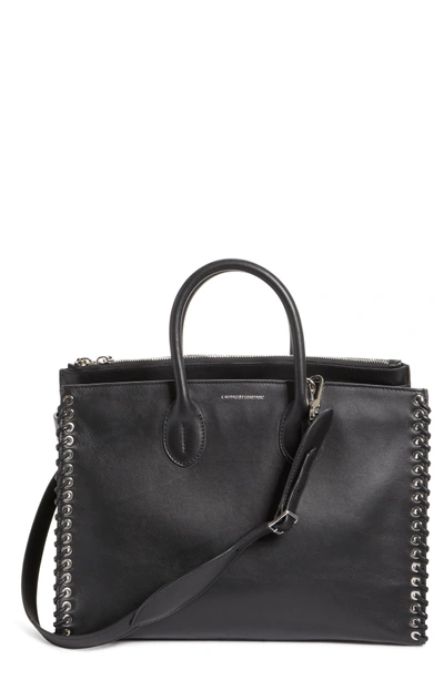 Shop Calvin Klein 205w39nyc Large Whipstitch Calfskin Tote - Black