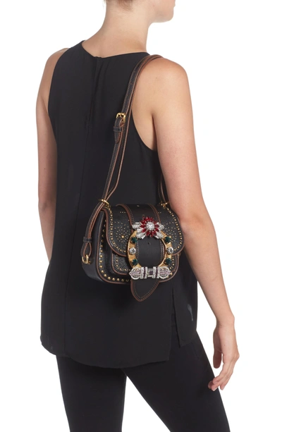 Shop Miu Miu Dahlia Leather Shoulder Bag - Black