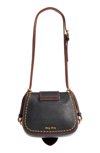 Shop Miu Miu Dahlia Leather Shoulder Bag - Black