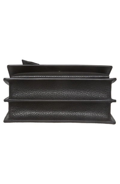 Shop Saint Laurent Medium Sunset Calfskin Shoulder Bag With Woven Guitar Strap - Black In Noir