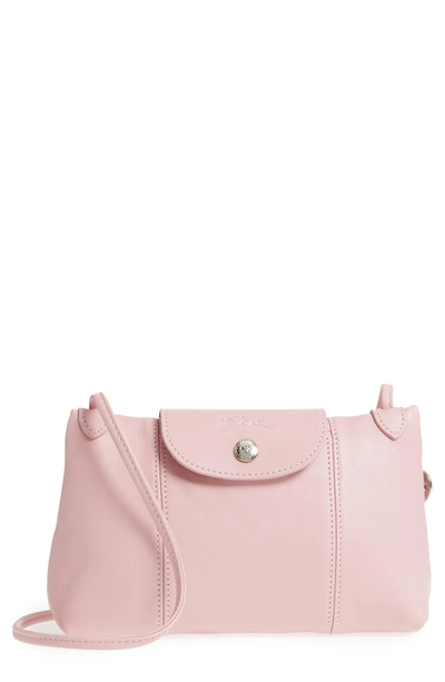 Shop Longchamp Le Pliage - Cuir Crossbody Bag - Pink In Girl