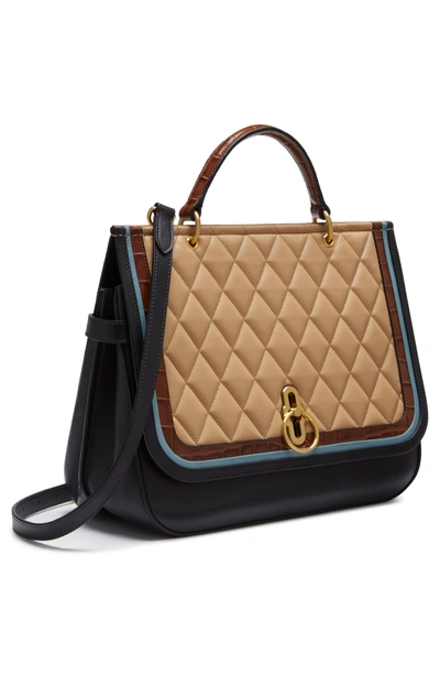 Shop Mulberry Amberley Quilted Calfskin Leather Satchel In Black/ Tan/ Multi