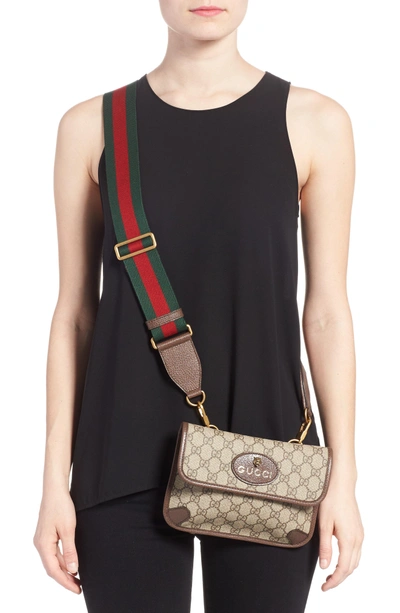 Shop Gucci Totem Four-in-one Leather & Canvas Shoulder Bag - Brown In Brown/ Red/ Blue