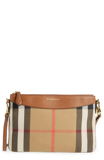 Shop Burberry 'peyton - House Check' Crossbody Bag - Beige In Tan Gld Hrdwre