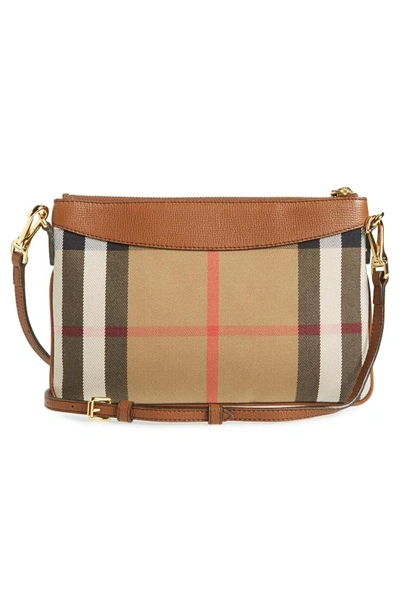 Shop Burberry 'peyton - House Check' Crossbody Bag - Beige In Tan Gld Hrdwre