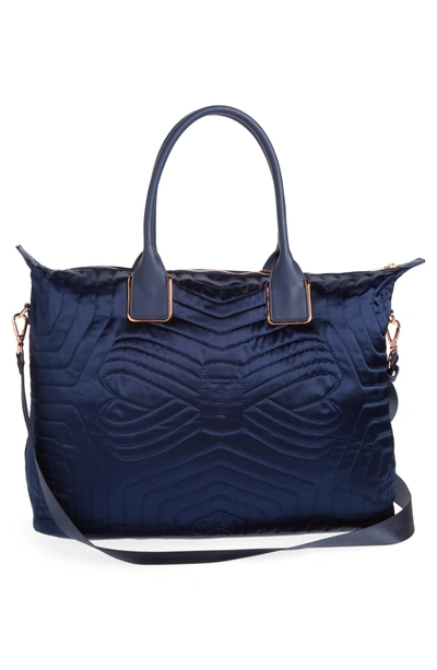 Shop Ted Baker Quilted Bow Large Nylon Tote - Blue In Navy