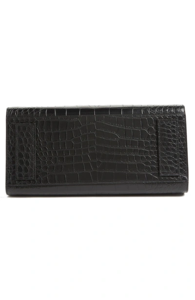 Shop Saint Laurent Small Sac De Jour Croc Embossed Leather Tote - Black In Noir