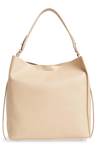 Shop Allsaints 'paradise North/south' Calfskin Leather Tote - White In Nude Stone