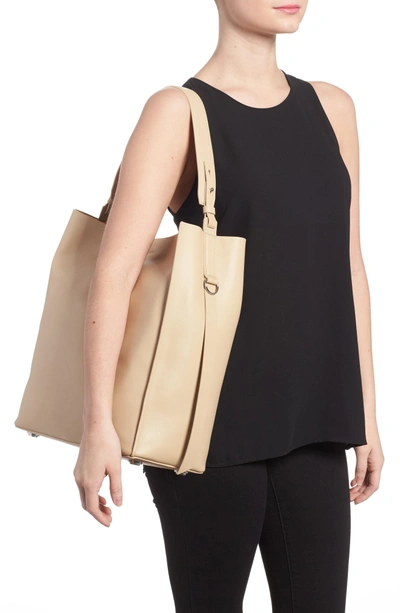 Shop Allsaints 'paradise North/south' Calfskin Leather Tote - White In Nude Stone