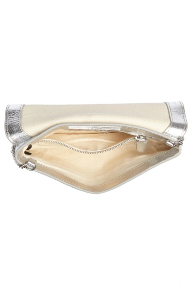 Shop Loeffler Randall Leather Tab Clutch - Metallic In Silver