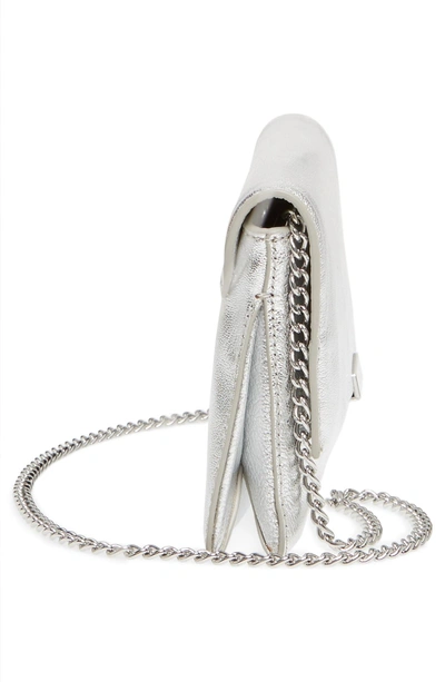 Shop Loeffler Randall Leather Tab Clutch - Metallic In Silver