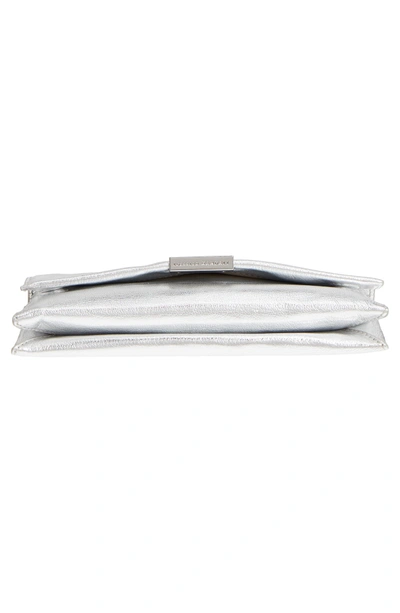 Shop Loeffler Randall Leather Tab Clutch - Metallic In Silver
