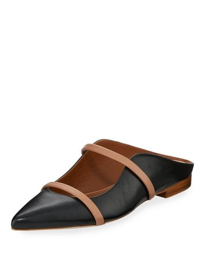 Shop Malone Souliers Maureen Flat Leather Mules In Black