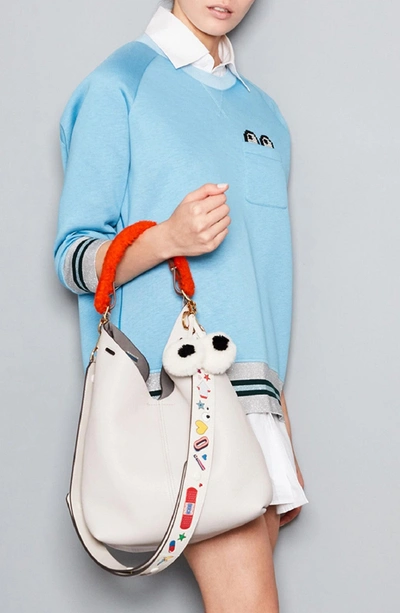 Shop Anya Hindmarch Build A Bag Genuine Shearling Eyes Bag Charm - White