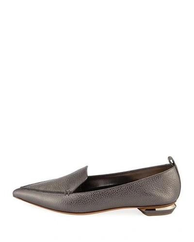 Shop Nicholas Kirkwood Beya Metallic Leather Loafer In Pewter