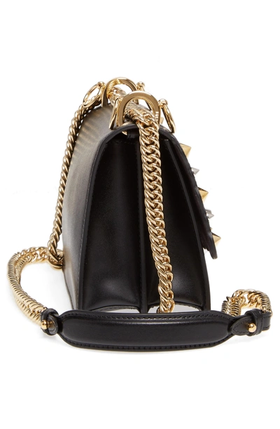 Shop Fendi Small Kan I Scallop Leather Shoulder Bag In Nero/ Oro Soft