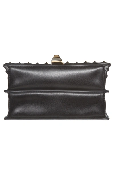 Shop Fendi Small Kan I Scallop Leather Shoulder Bag In Nero/ Oro Soft