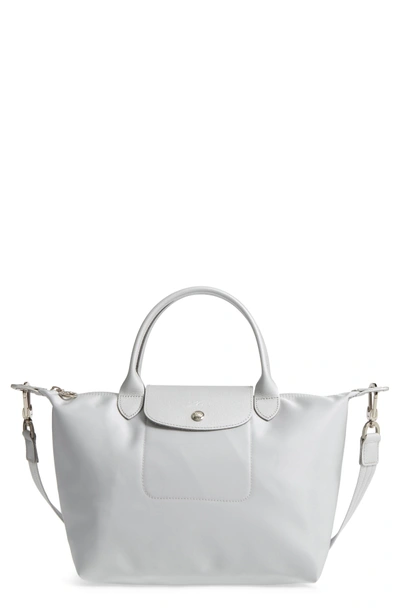 Shop Longchamp 'small Le Pliage Neo' Nylon Top Handle Tote - Metallic In Silver