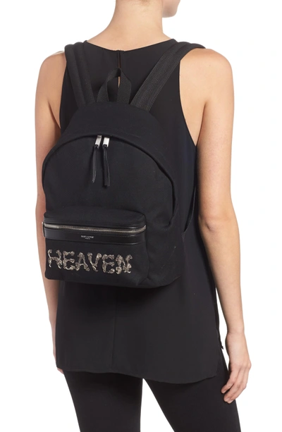 Shop Saint Laurent Mini City Logo Canvas Backpack - Black In Noir