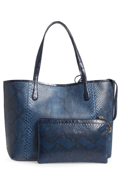 Shop Nancy Gonzalez Medium Erica Genuine Python & Crocodile Tote - Blue In Navy Matte