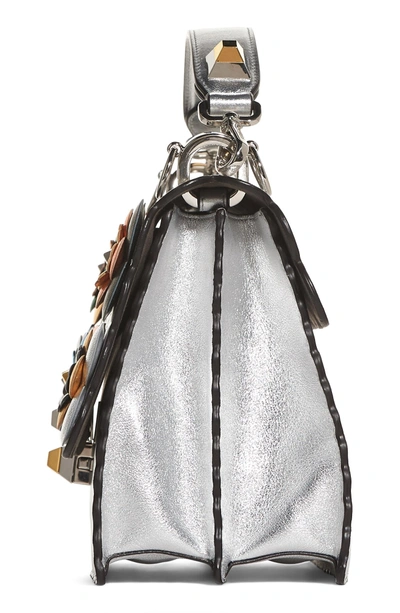 Shop Fendi Kan I Leather Shoulder Bag - Metallic In Silver Graphite Multi