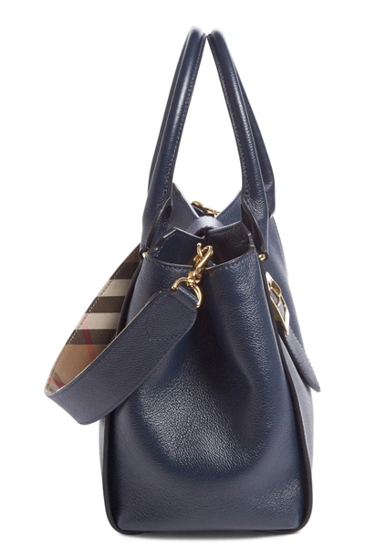 Shop Burberry Medium Buckle Calfskin Leather Tote - Blue In Blue Carbon